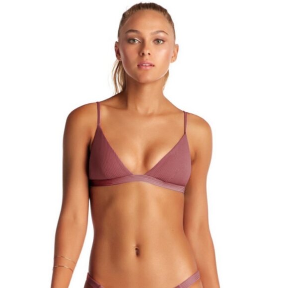 💕VITAMIN A💕 Rose Rib Moss Bikini Top ~ Ribbed Textured Dusty Rose 12 D XL NWOT - Picture 5 of 16